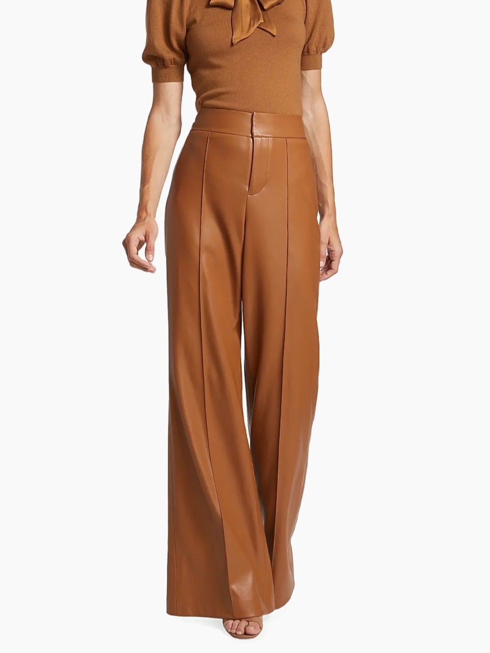 Alice + Olivia Dylan Wide-Leg Faux Leather Trousers Sz 8